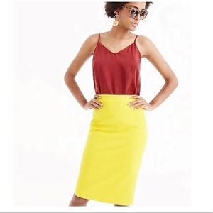J Crew No. 2 Pencil Straight Knee Length Skirt Neon Yellow 12